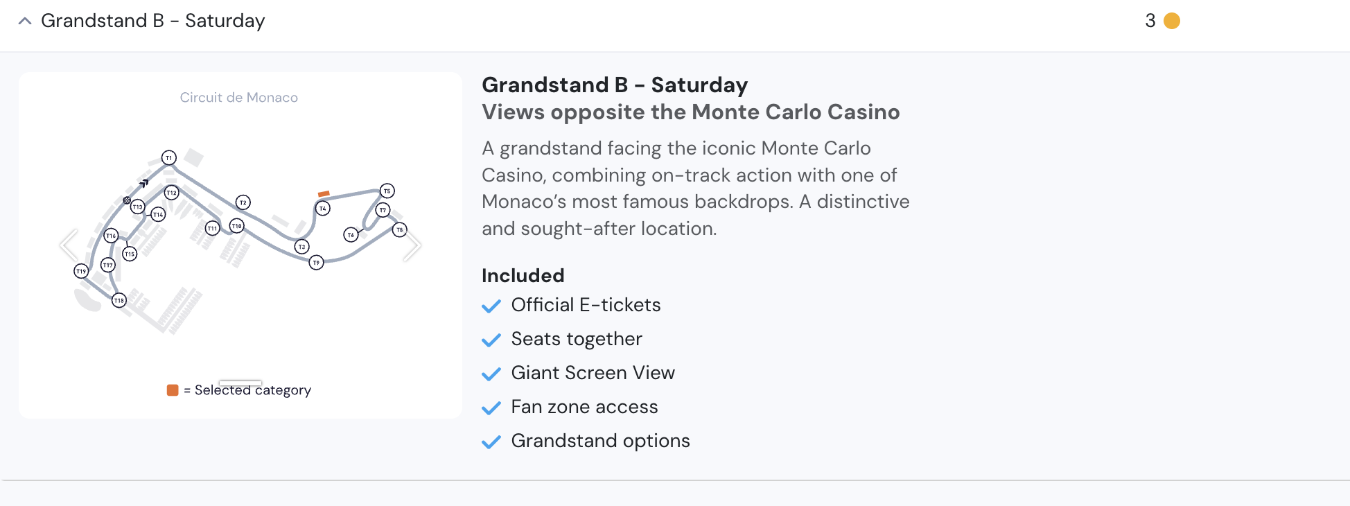 Grandstand B seat map